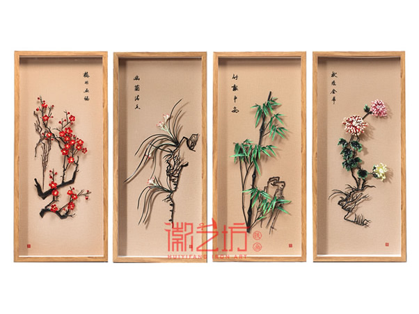 梅蘭竹菊四君子彩色鐵畫(huà)