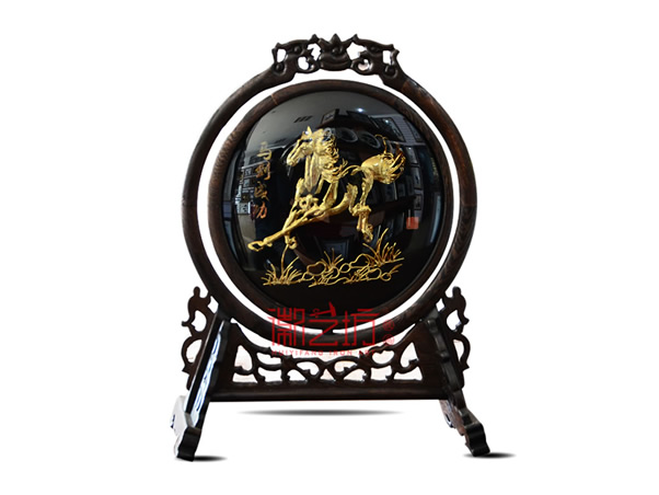 古典臺(tái)屏擺件-雙面鍍金鐵畫(huà)