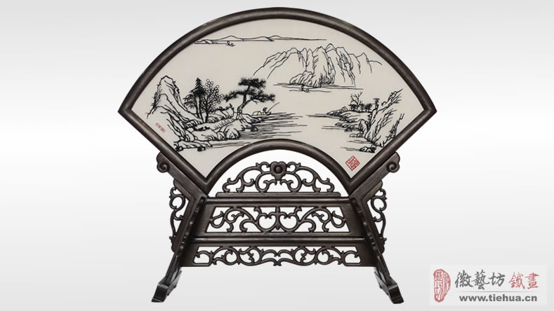 單位特色文化藝術(shù)禮品-雙面古典臺(tái)屏鐵畫(huà)-山水